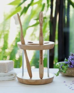brush with bamboo toothbrush