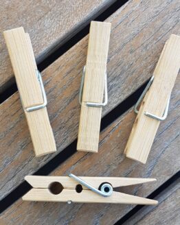 Bamboo pegs on display
